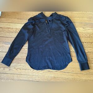 Veronica Beard Wade Black Stretch Silk V-Neck Top - Size 6